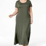 Style & Co Women's T-Shirt Maxi Dress Green Size 1X