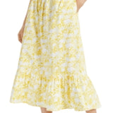 INC International Concepts Printed A-Line Tiered Skirt Yellow Size M