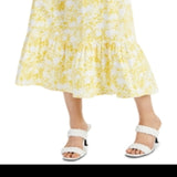 INC International Concepts Printed A-Line Tiered Skirt Yellow Size M