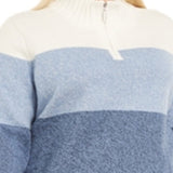 Karen Scott Women's Kathleen Striped Cotton 1/4 Zip Sweater Blue Size 3X