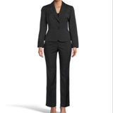 Le Suit Women's Stretch Crepe Slim Pantsuit Black Size 12 Petite