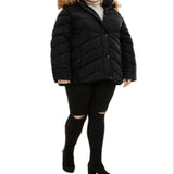 Madden Girl Junior's Faux Fur Trim Hooded Puffer Coat Black Size 3X