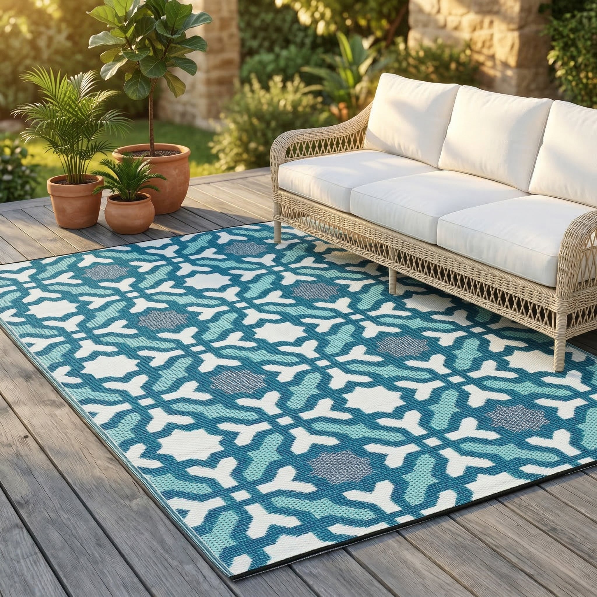 Seville - Multicolor Blue Outdoor Rug For Patio Final Sale
