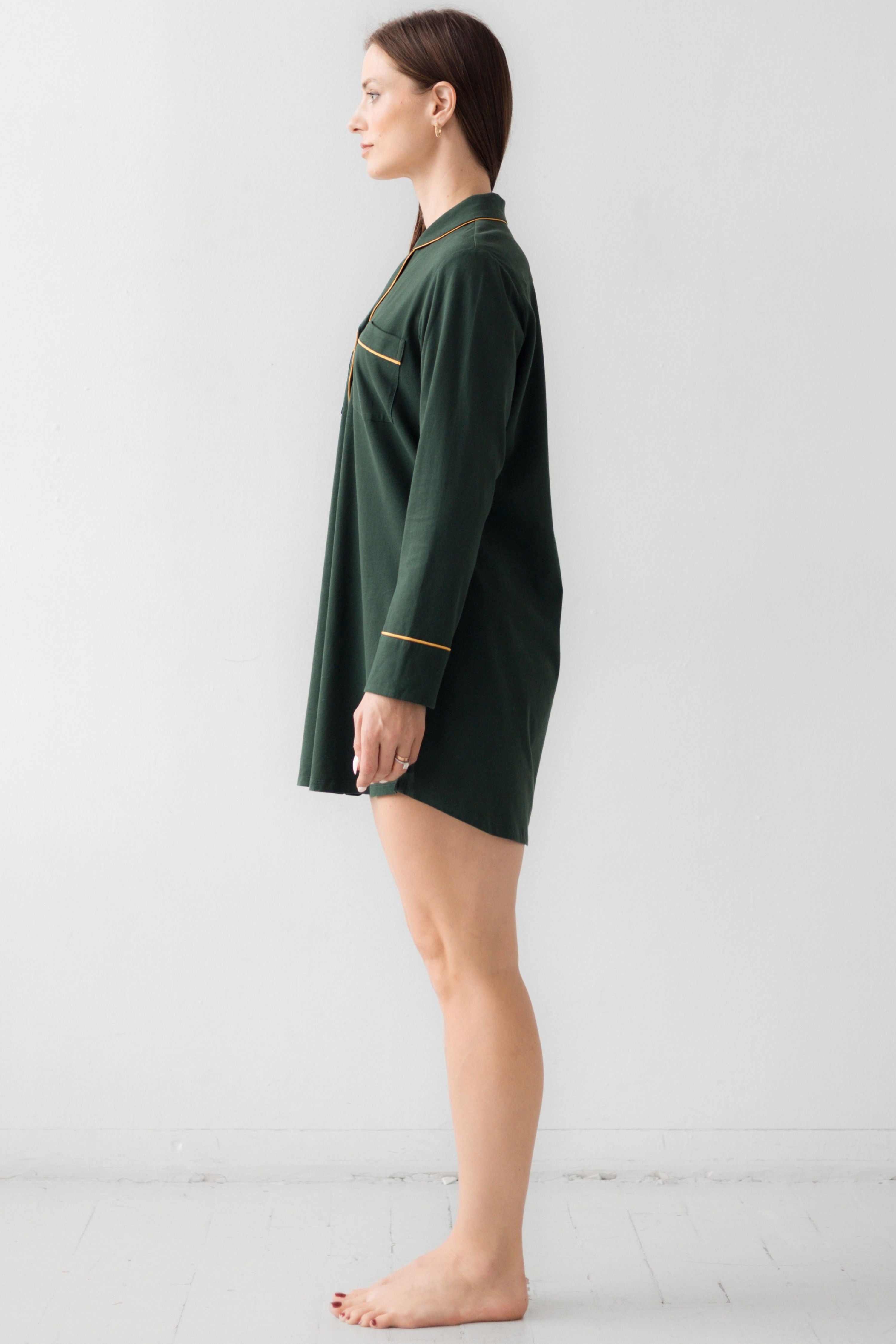 Classic Luxury Sleep Shirt In Brushed Pima Cotton