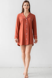 Classic Luxury Sleep Shirt In Brushed Pima Cotton