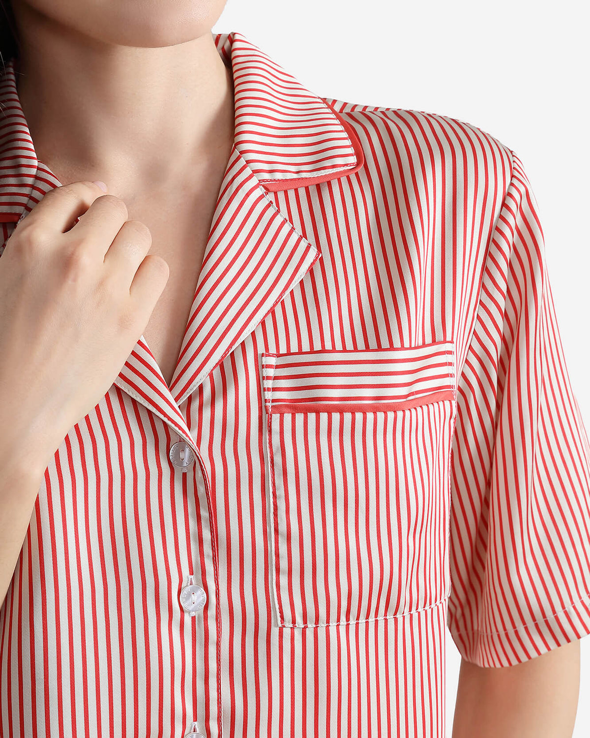 Silky Lyocell Short Striped Pajama Set