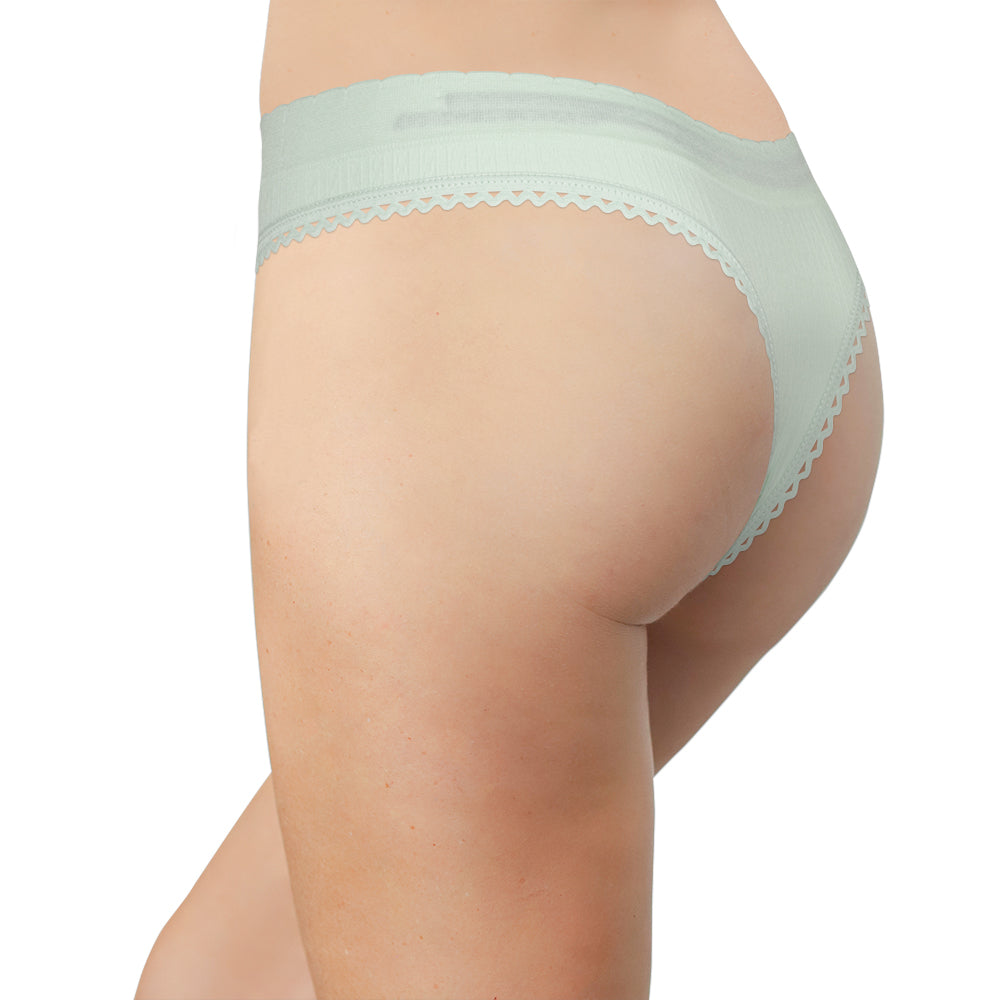 Seamless Textured Thong With Picot Trim