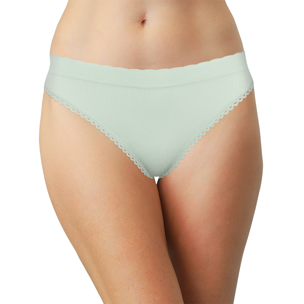 Seamless Textured Thong With Picot Trim