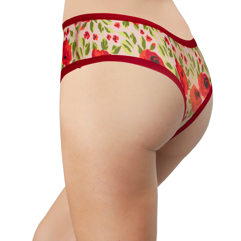Winter Floral Mesh Thong – Sheer Comfort Xs–3x