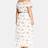 City Chic Women's Trendy Plus Floral Print Off The Shoulder Dress White Size Petite Small