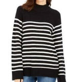 Charter Club Women's Striped Mockneck Sweater Black Size Extra Small