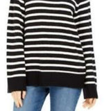 Charter Club Women's Striped Mockneck Sweater Black Size Extra Small