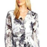 Vince Camuto Women's Floral-Print Asymmetrical Peplum Top White Size Large
