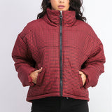 Celebrity Pink Juniors' Plaid Puffer Coat Black Size X-Large