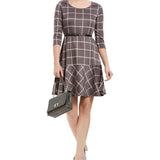 NY Collection Women's Petite Printed Flounce-Hem Dress Black Size Petite Medium