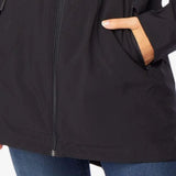 32 Degrees Women's Hooded Cinched-Waist Anorak Raincoat Black Size Extra Small