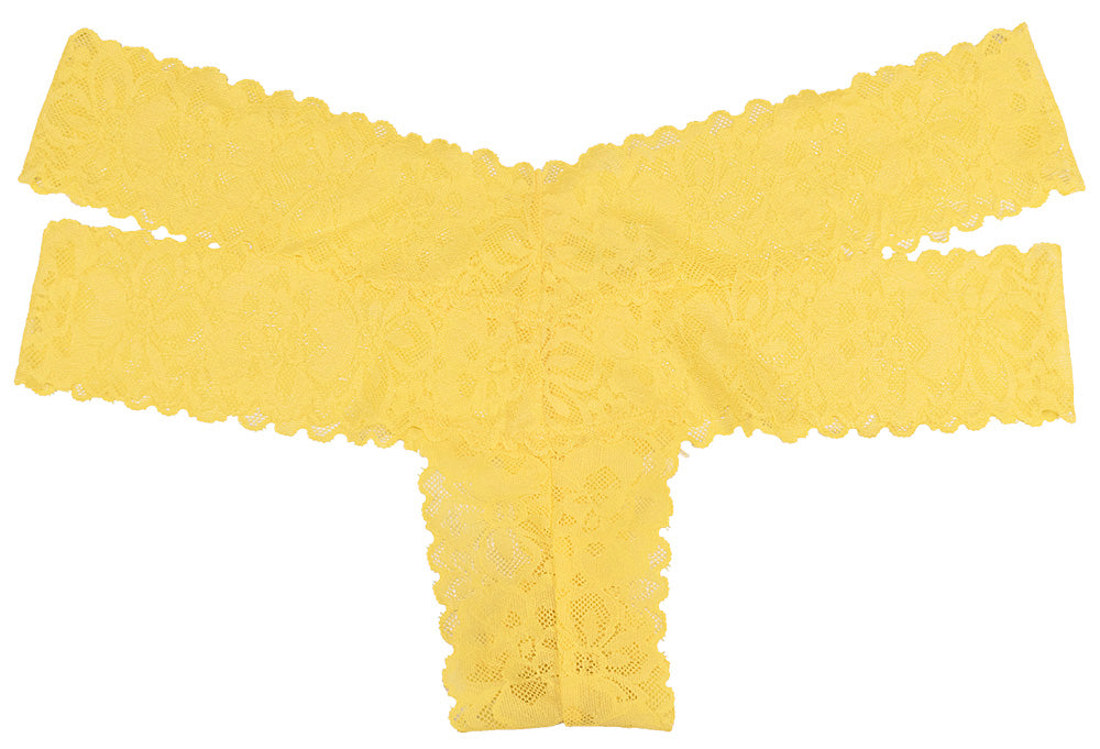 Yellow All Lace Thong With Double Bands
