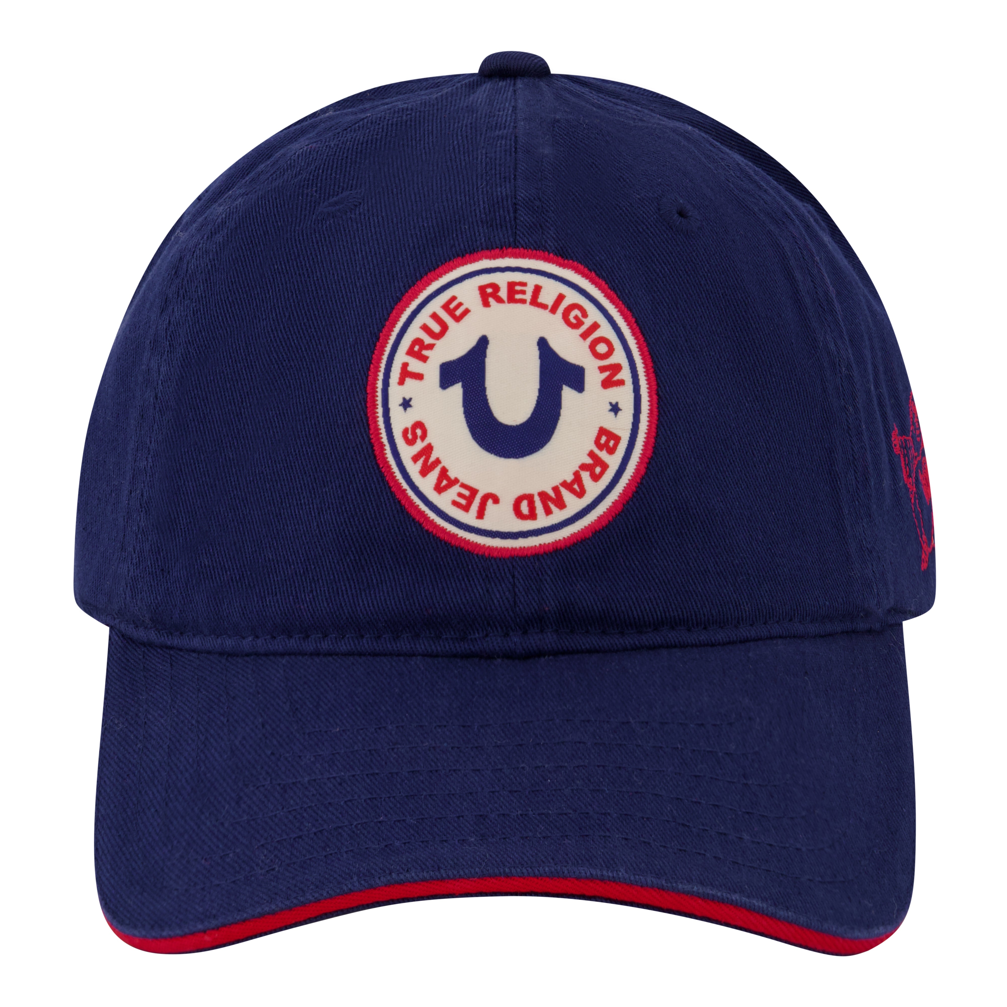 True Religion Round Woven Patch Dad Cap With Cotton Twill in Navy
