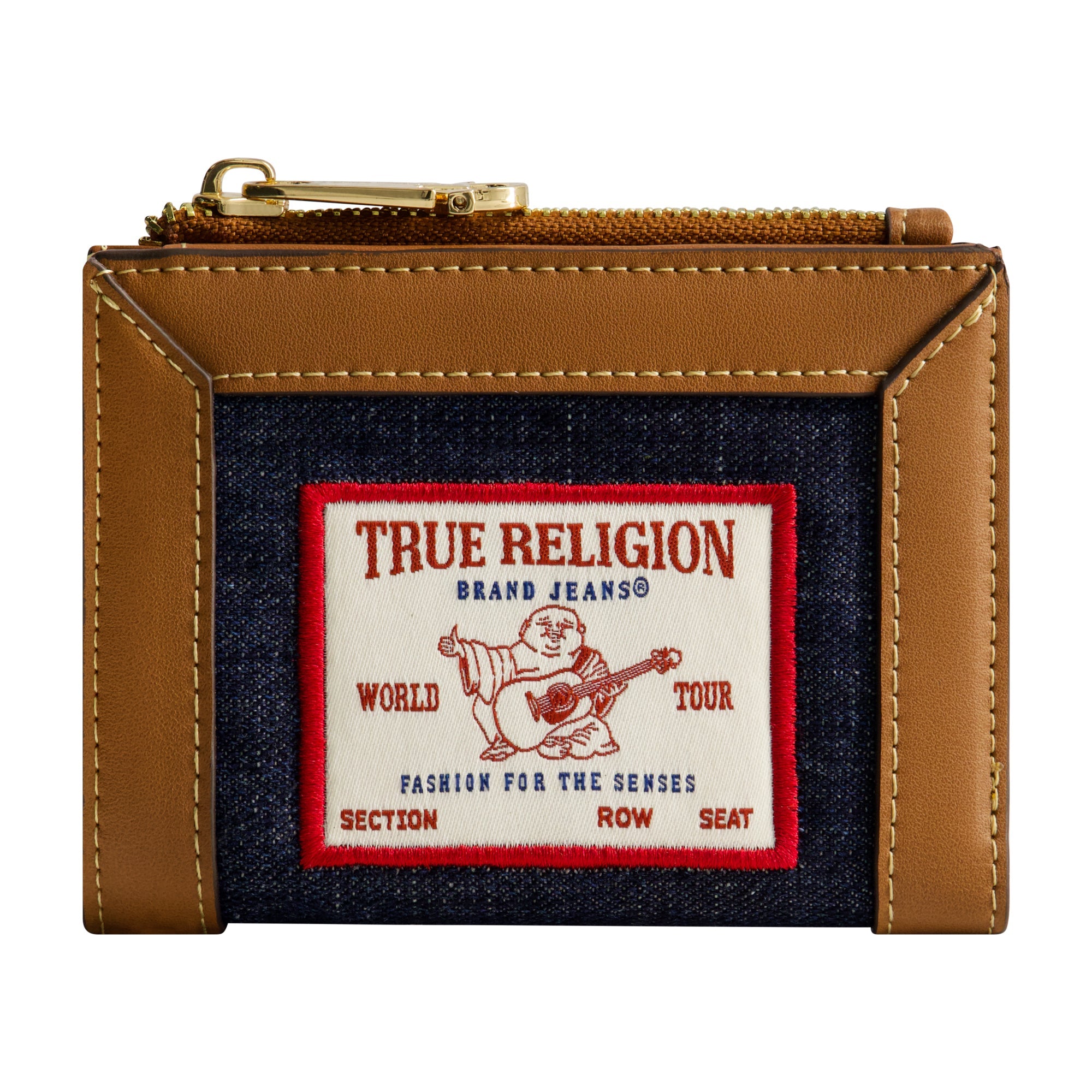 True Religion Buddha Patch Small Denim Wallet, Dark Denim