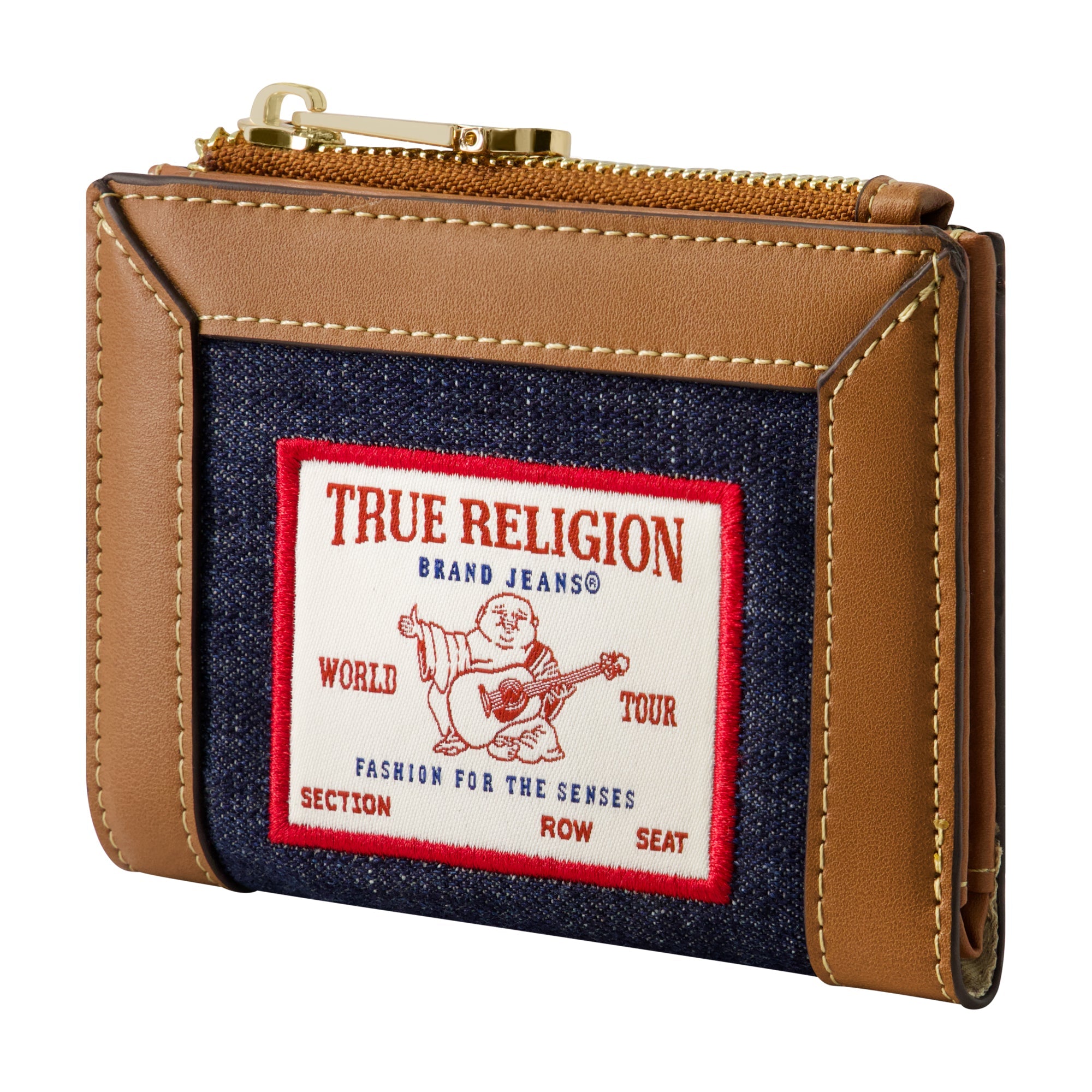 True Religion Buddha Patch Small Denim Wallet, Dark Denim