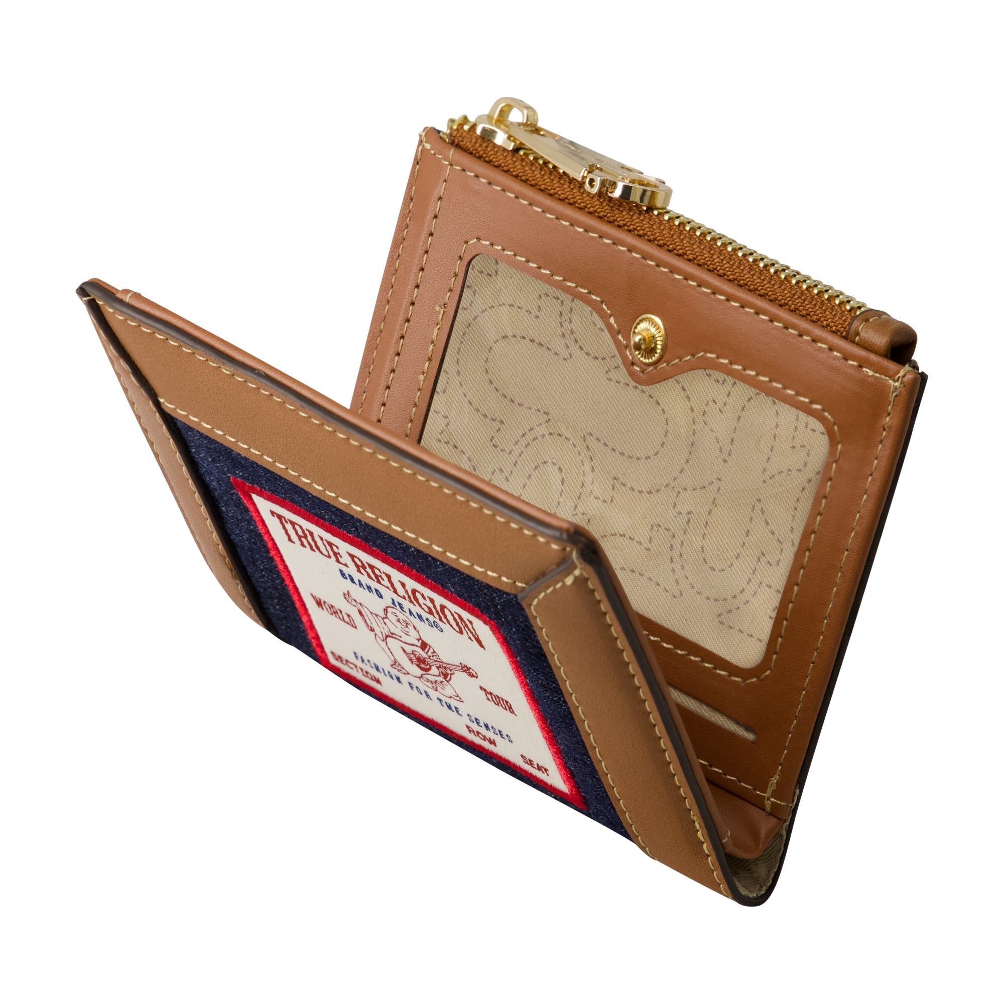 True Religion Buddha Patch Small Denim Wallet, Dark Denim