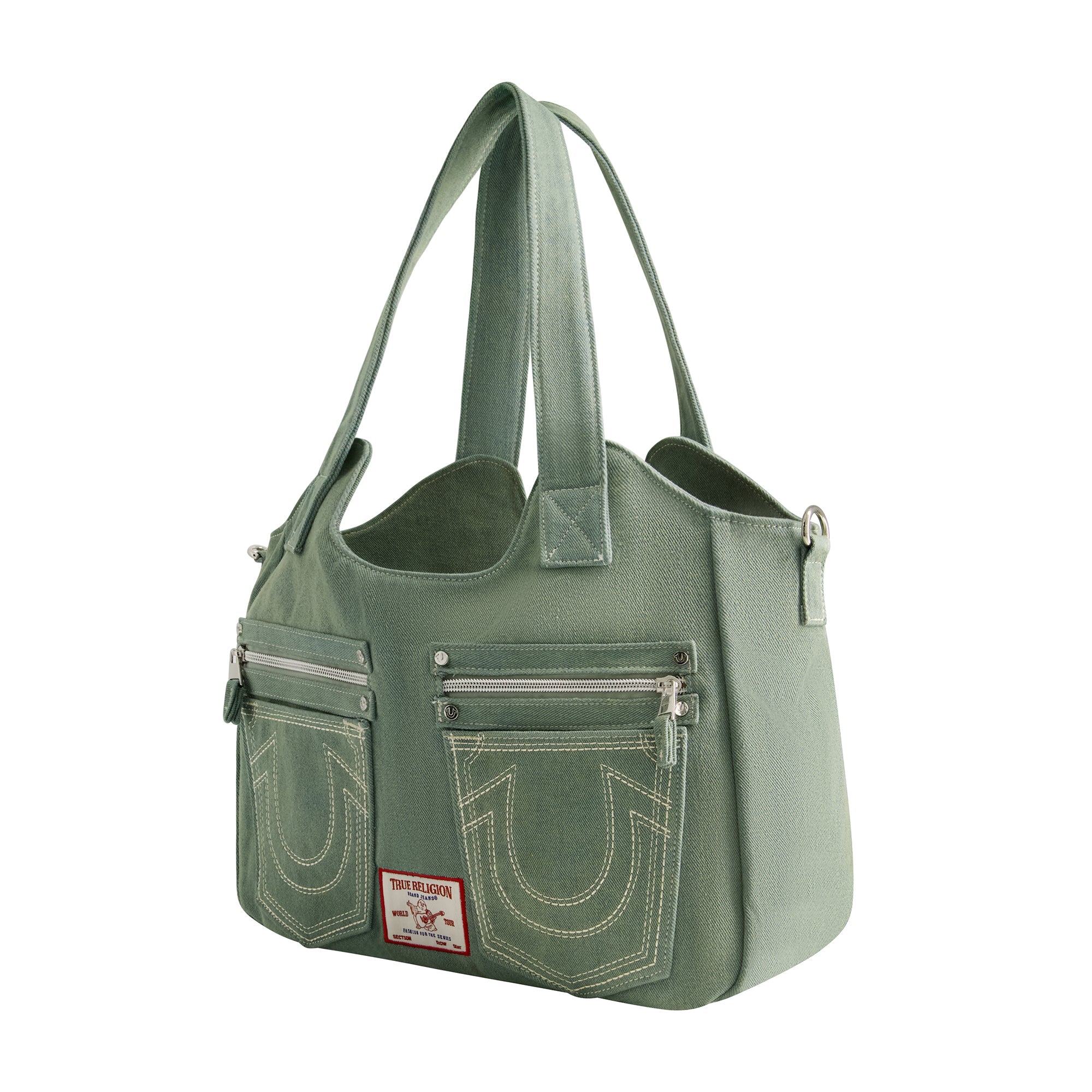 True Religion Horseshoe Stitch Sage Satchel, Sage