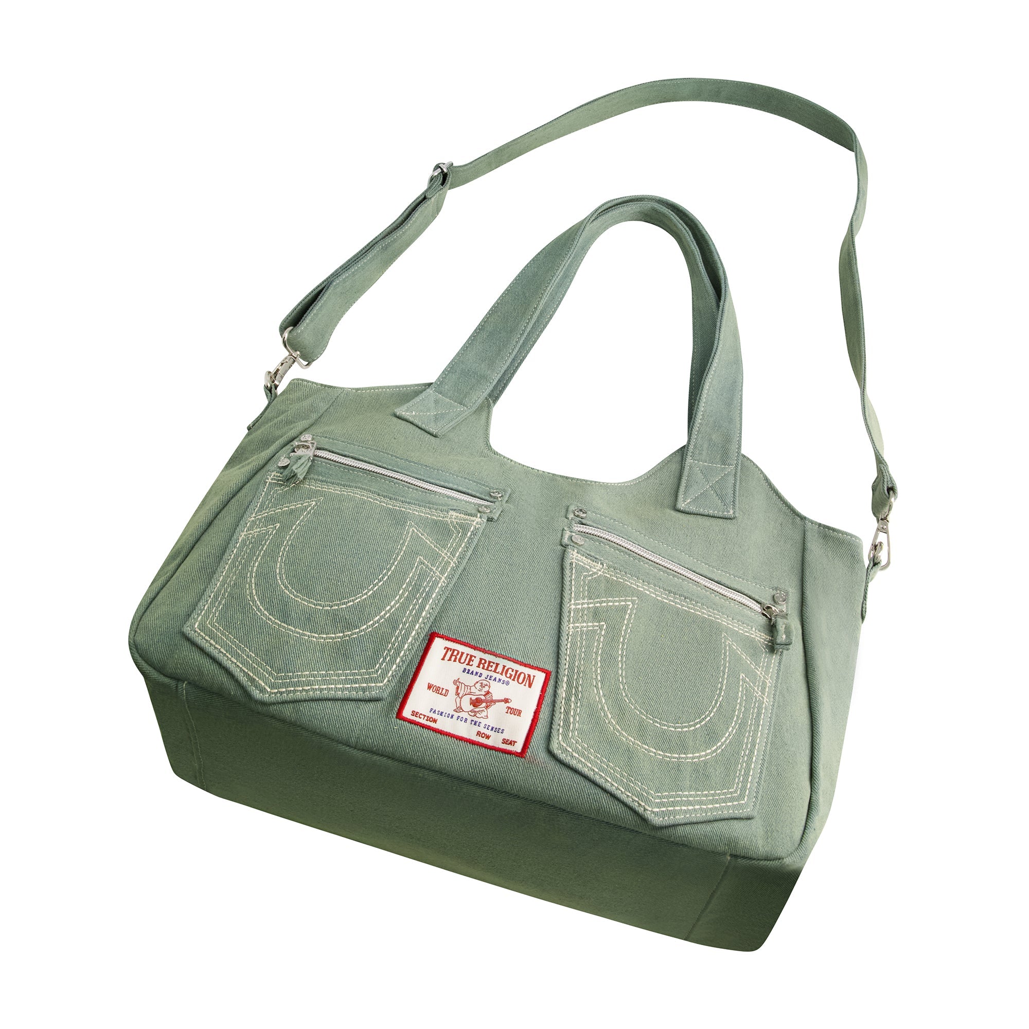 True Religion Horseshoe Stitch Sage Satchel, Sage