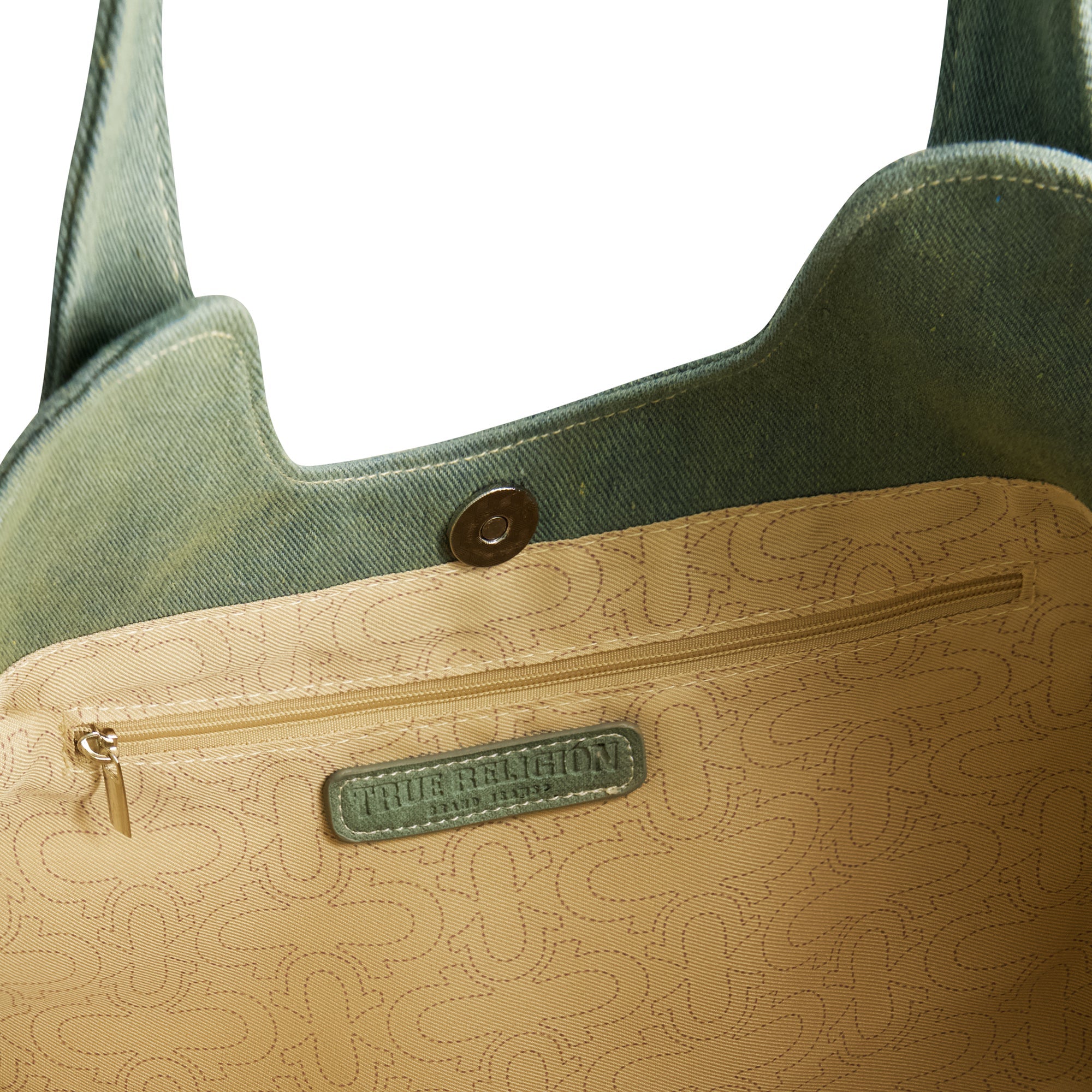 True Religion Horseshoe Stitch Sage Satchel, Sage