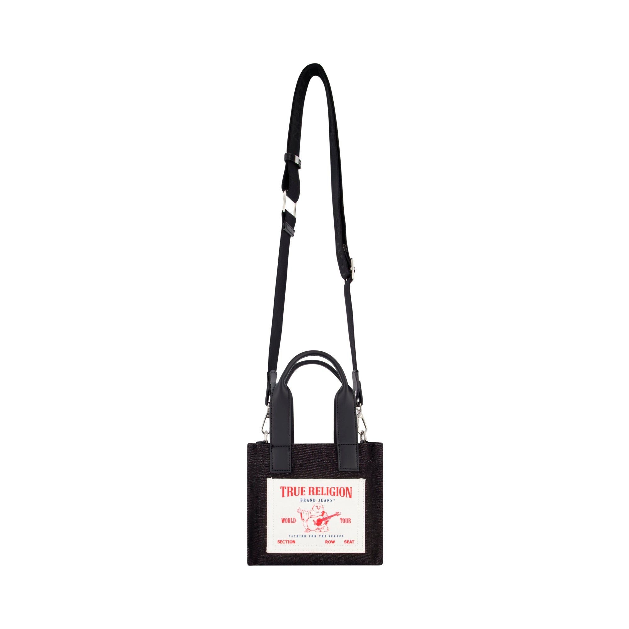 True Religion Mini Black Denim Tote, Black
