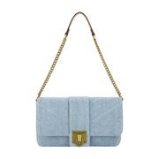 True Religion Denim Brass Hardware Flap, Light Blue
