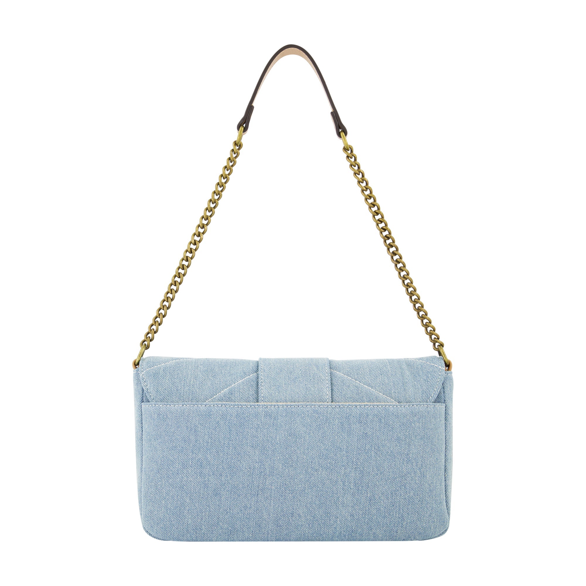 True Religion Denim Brass Hardware Flap, Light Blue