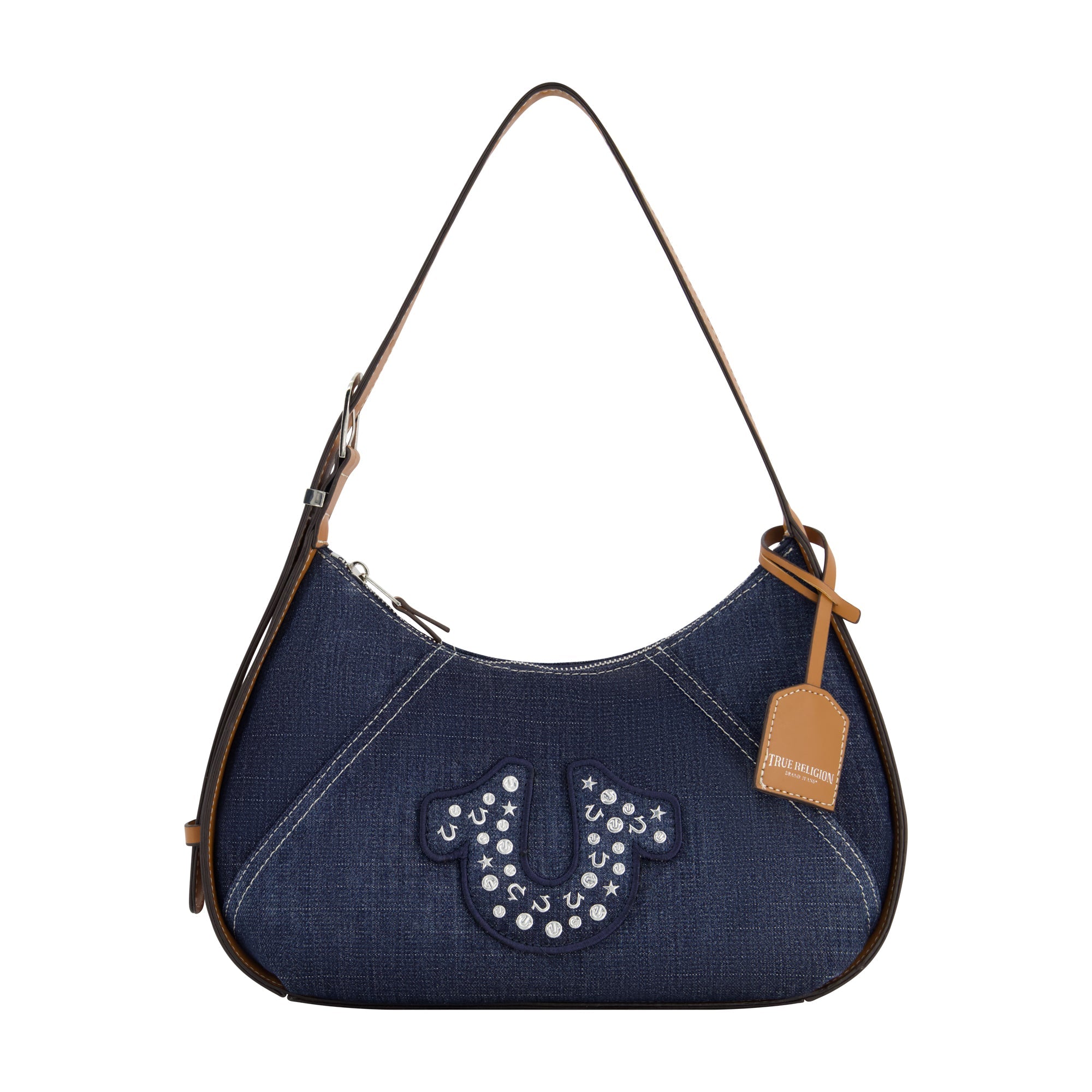 True Religion Strudded Logo Denim Hobo, Denim