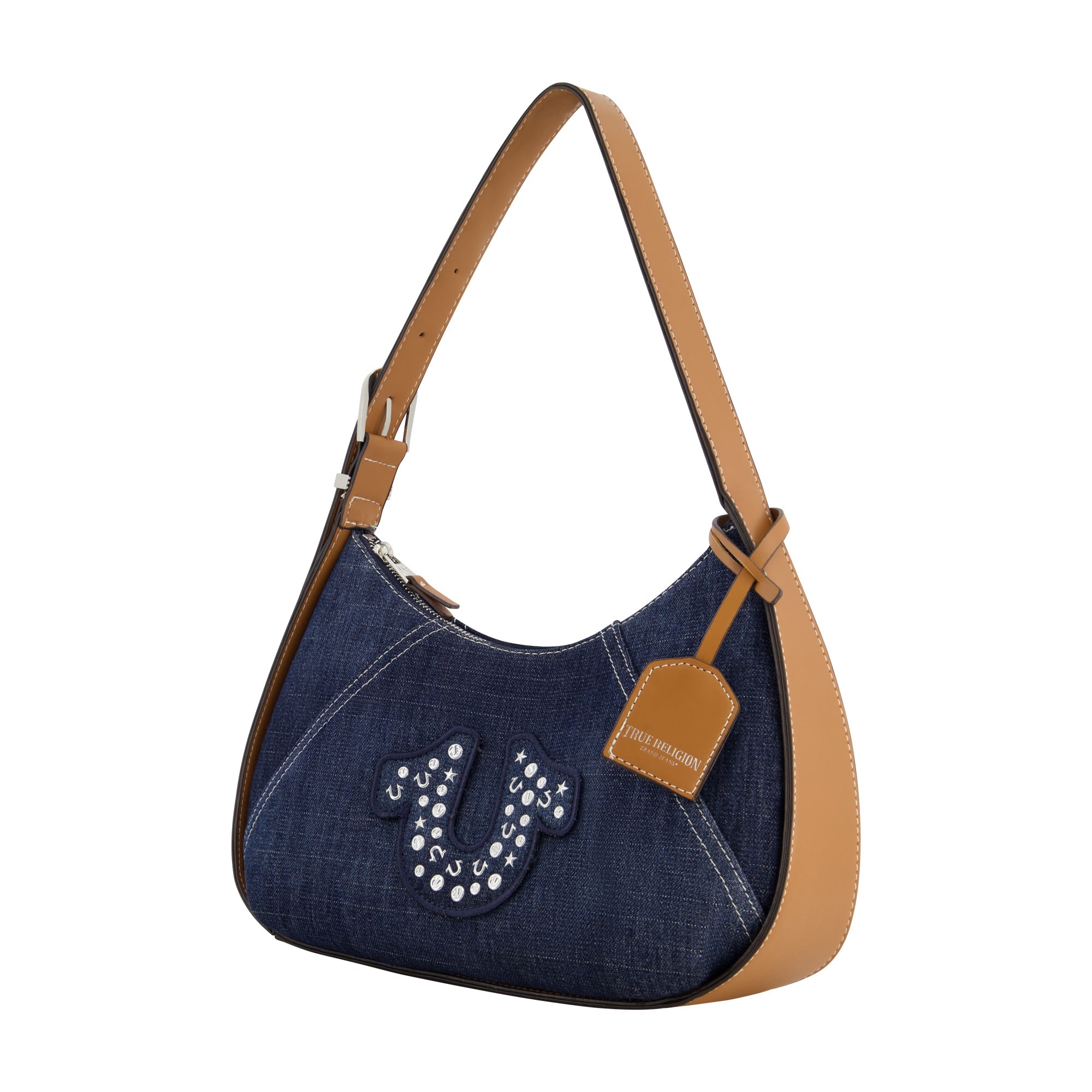 True Religion Strudded Logo Denim Hobo, Denim