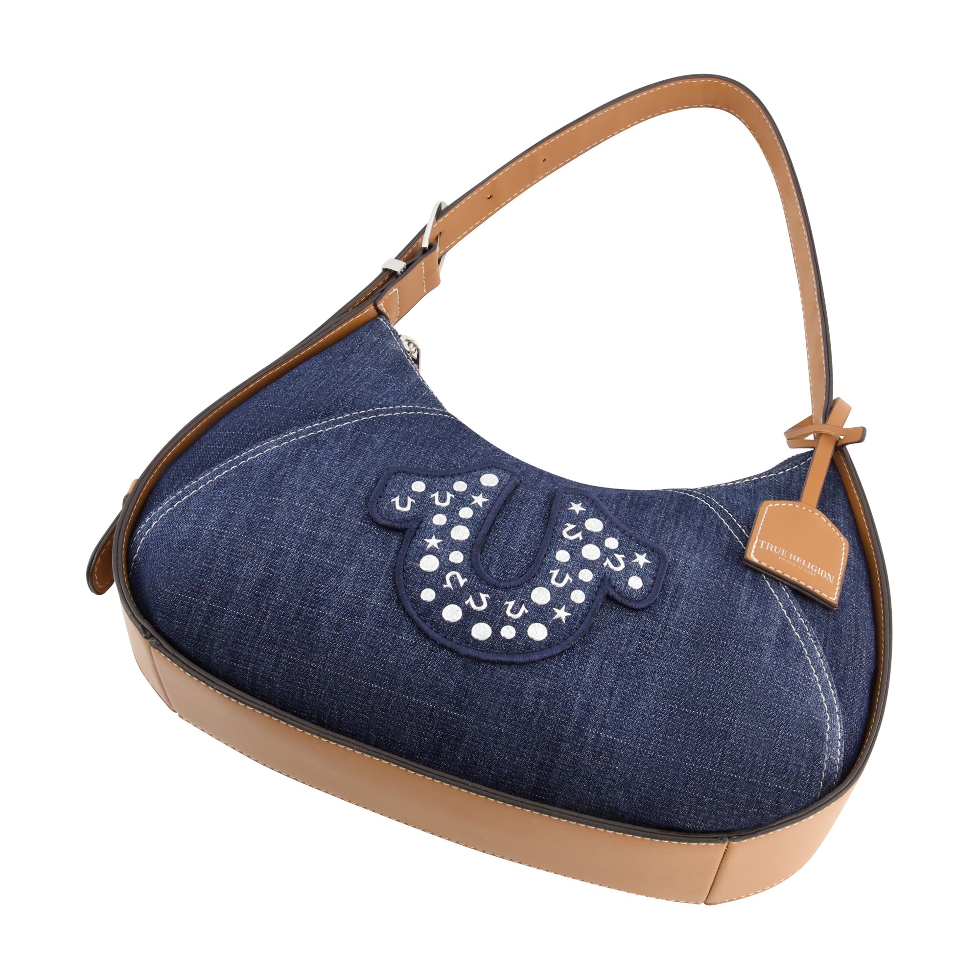 True Religion Strudded Logo Denim Hobo, Denim