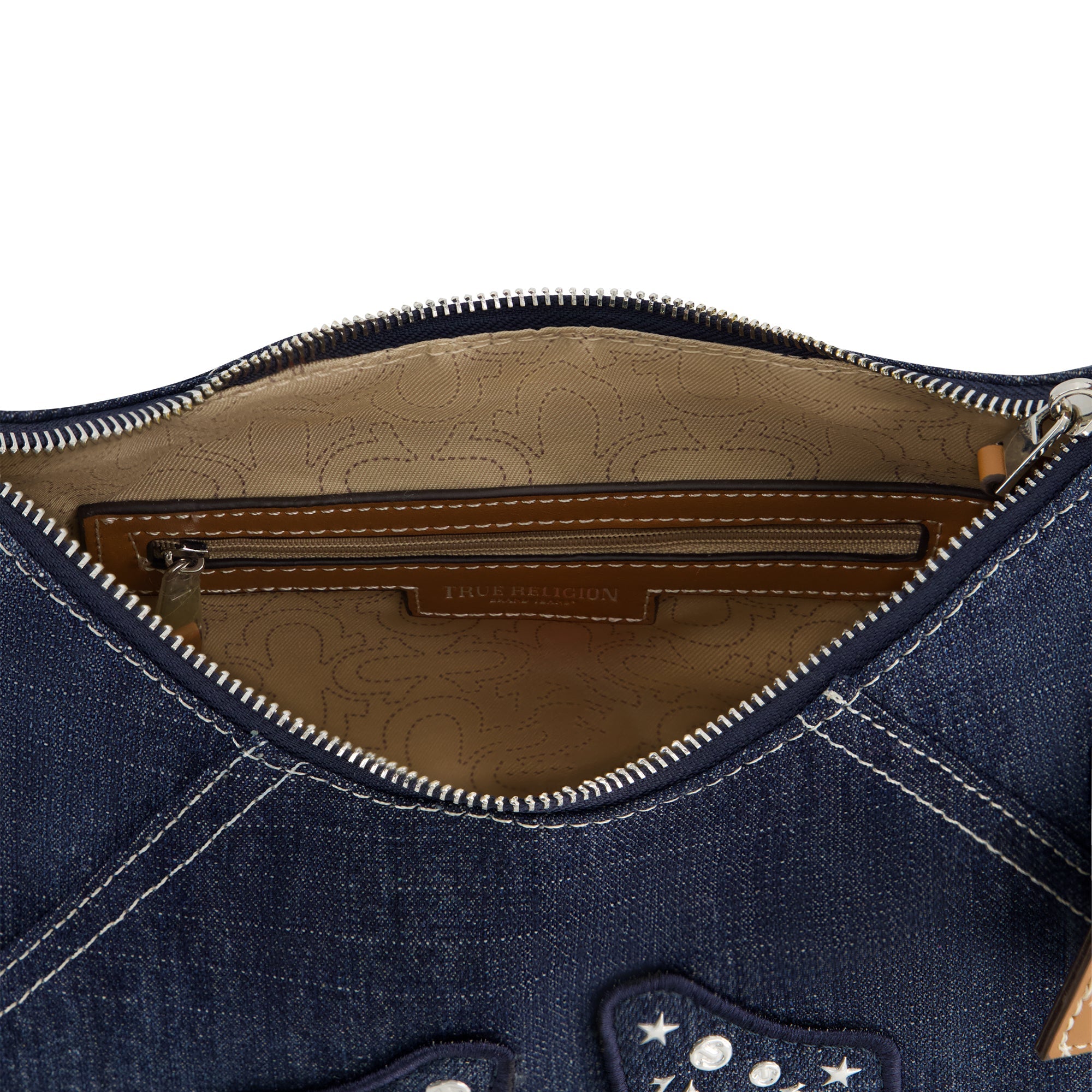 True Religion Strudded Logo Denim Hobo, Denim