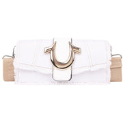 True Religion Frayed Denim Flap Bag With Logo Strap