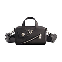True Religion Zip Top Mini Duffle Handbag, Black