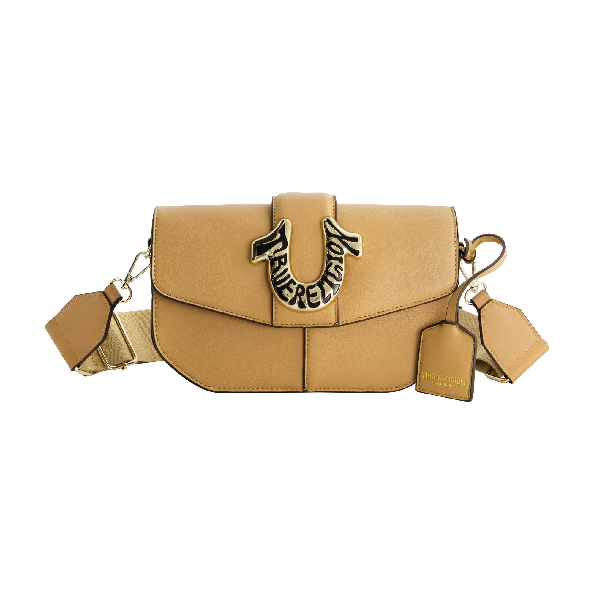 True Religion Shoulder Bag With Signature Logo Accent, Camel