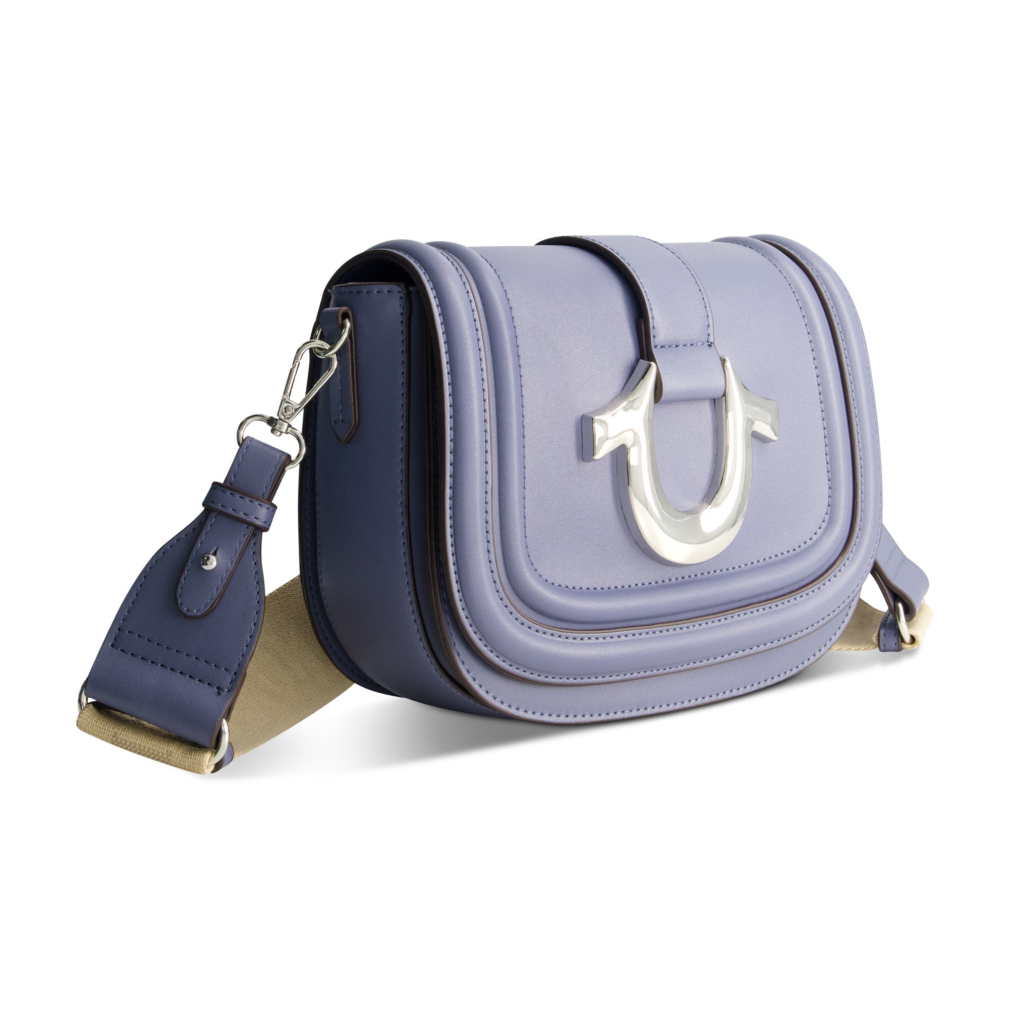 True Religion Saddle Bag With Gold Hardware, Blue
