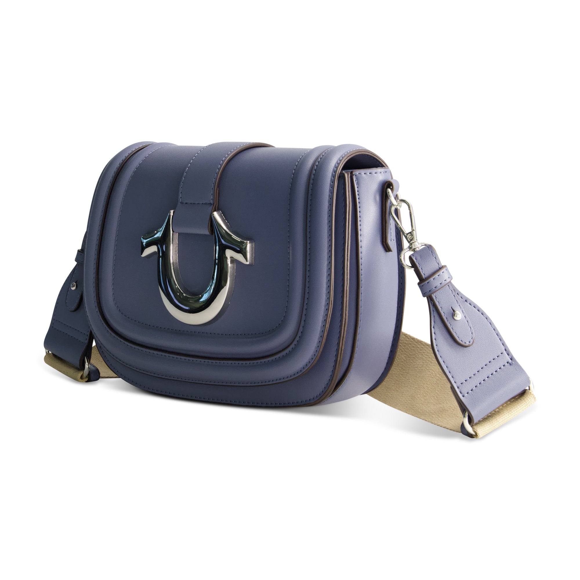 True Religion Saddle Bag With Gold Hardware, Blue
