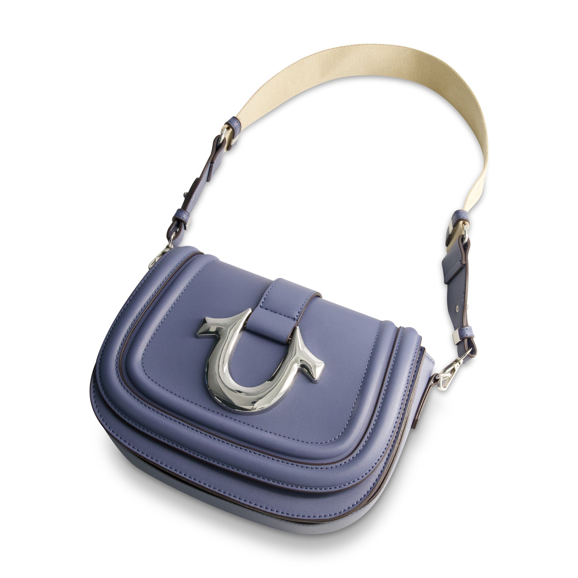 True Religion Saddle Bag With Gold Hardware, Blue