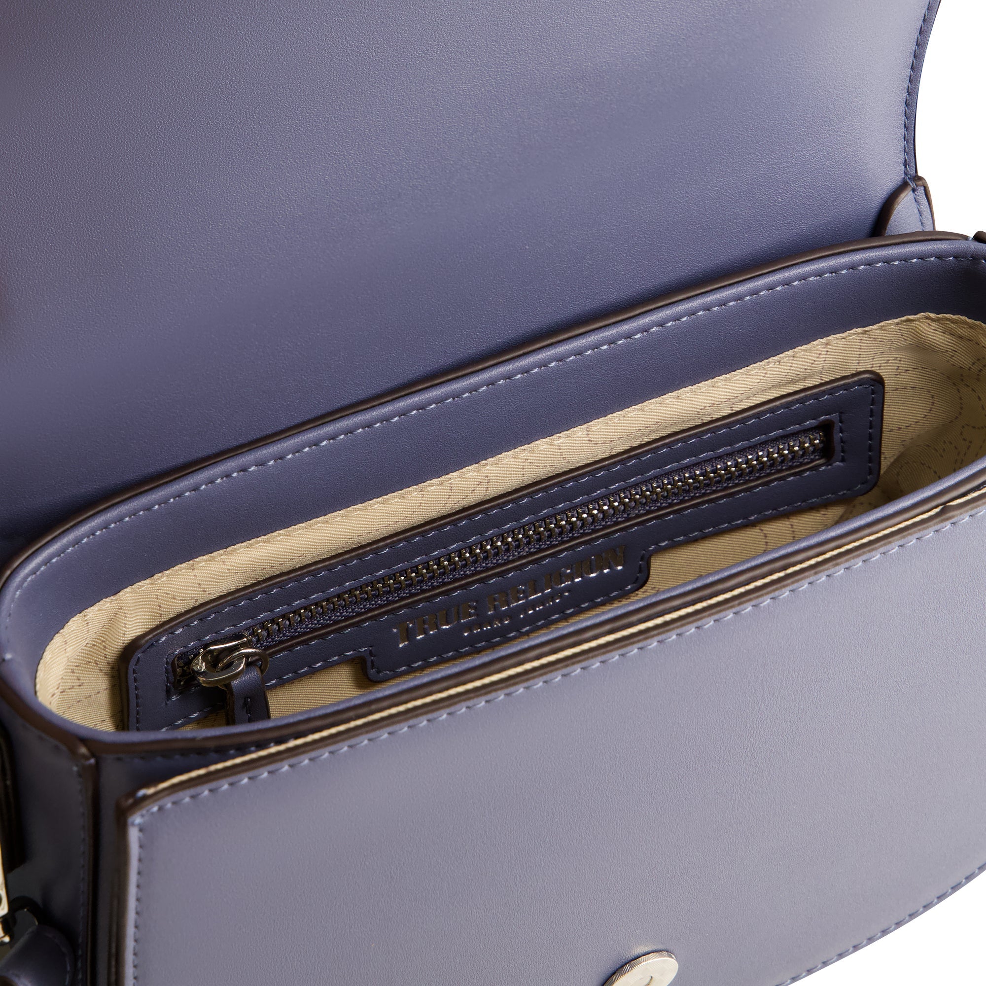 True Religion Saddle Bag With Gold Hardware, Blue