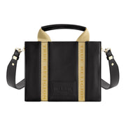 True Religion Licensed Faux Leather Mini Tote Bag With Branded Straps, Black