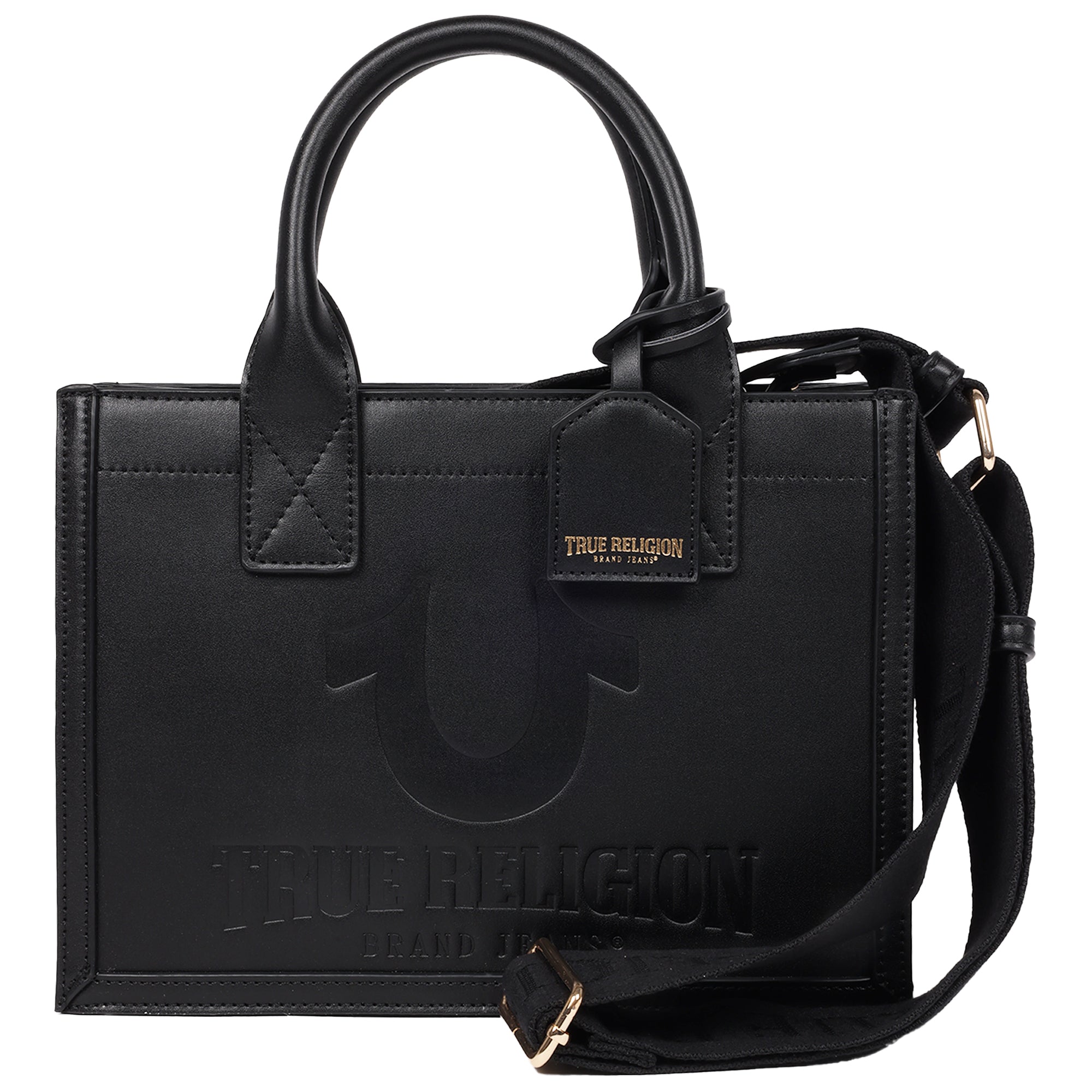 True Religion Debossed Logo Modern Tote With Removable Shoulder Strap