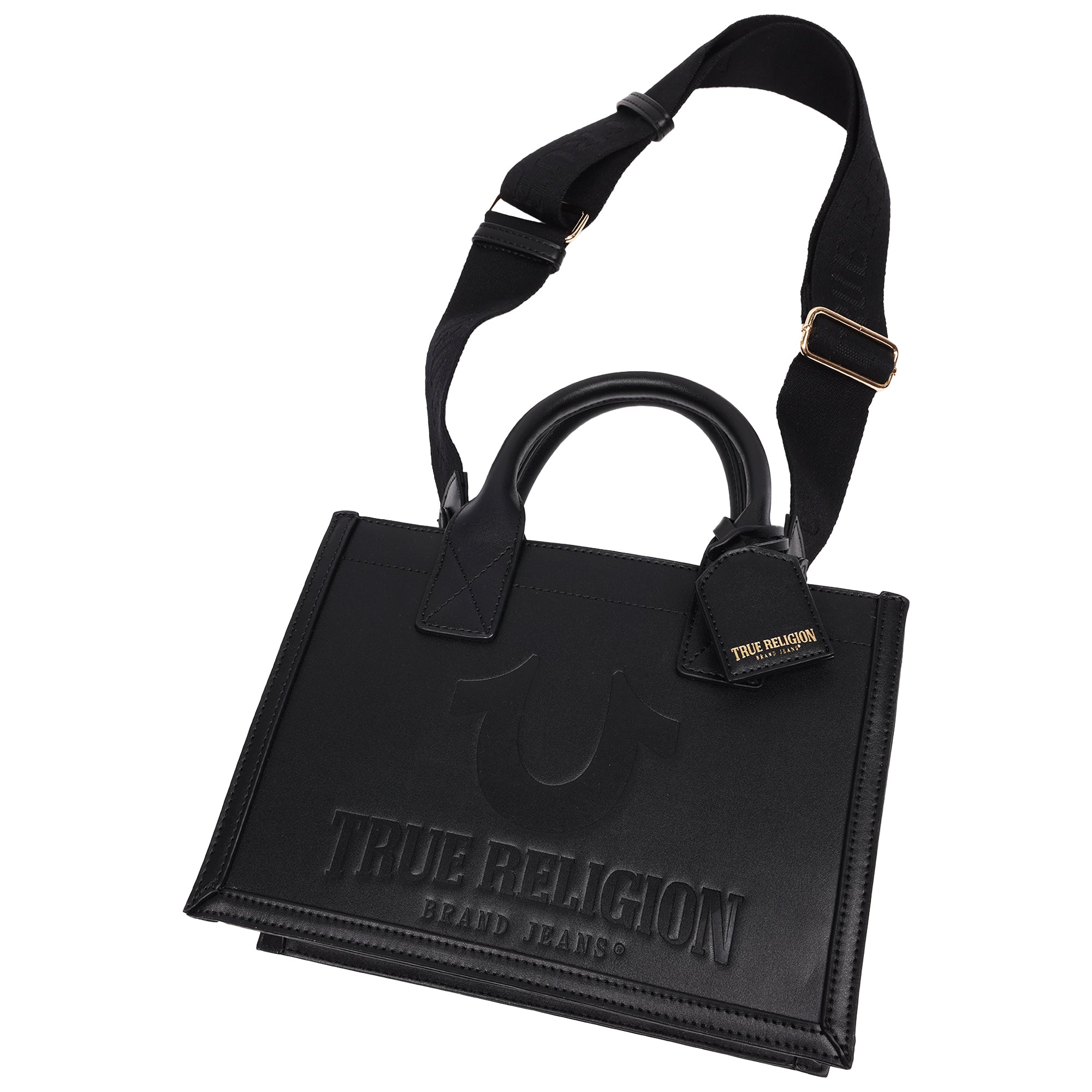 True Religion Debossed Logo Modern Tote With Removable Shoulder Strap