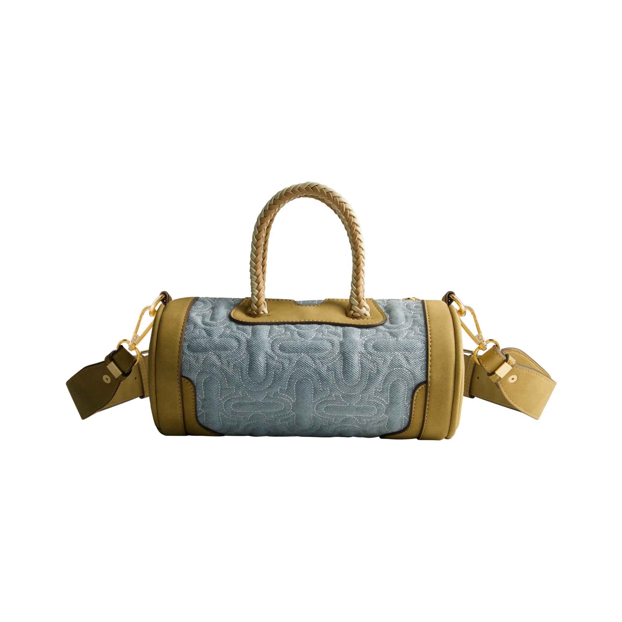 True Religion Quilted Horseshoe Mini Duffel Crossbody Bag, Denim