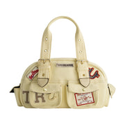 True Religion Multi-patch Satchel, Beige