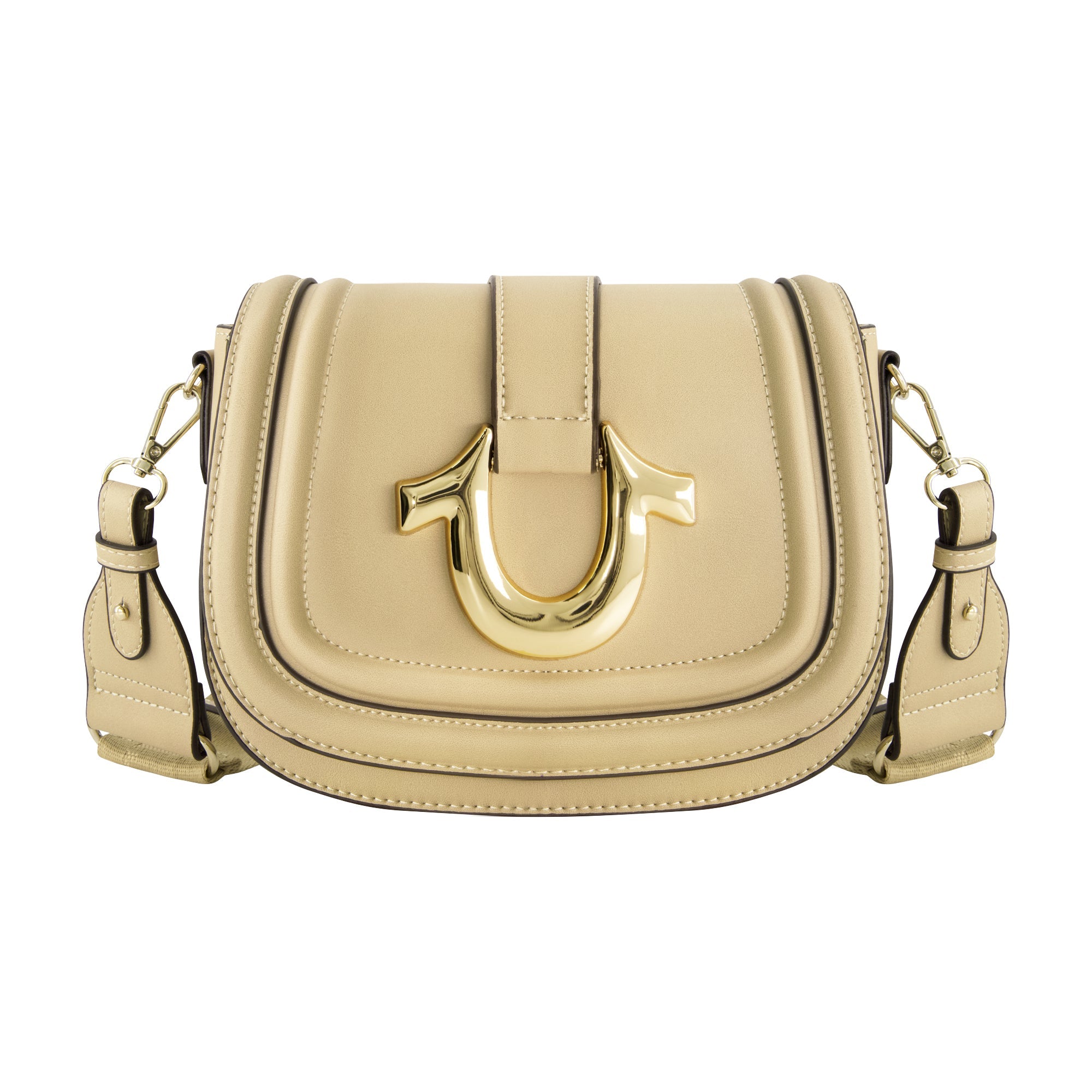 True Religion Saddle Bag With Gold Hardware, Camel