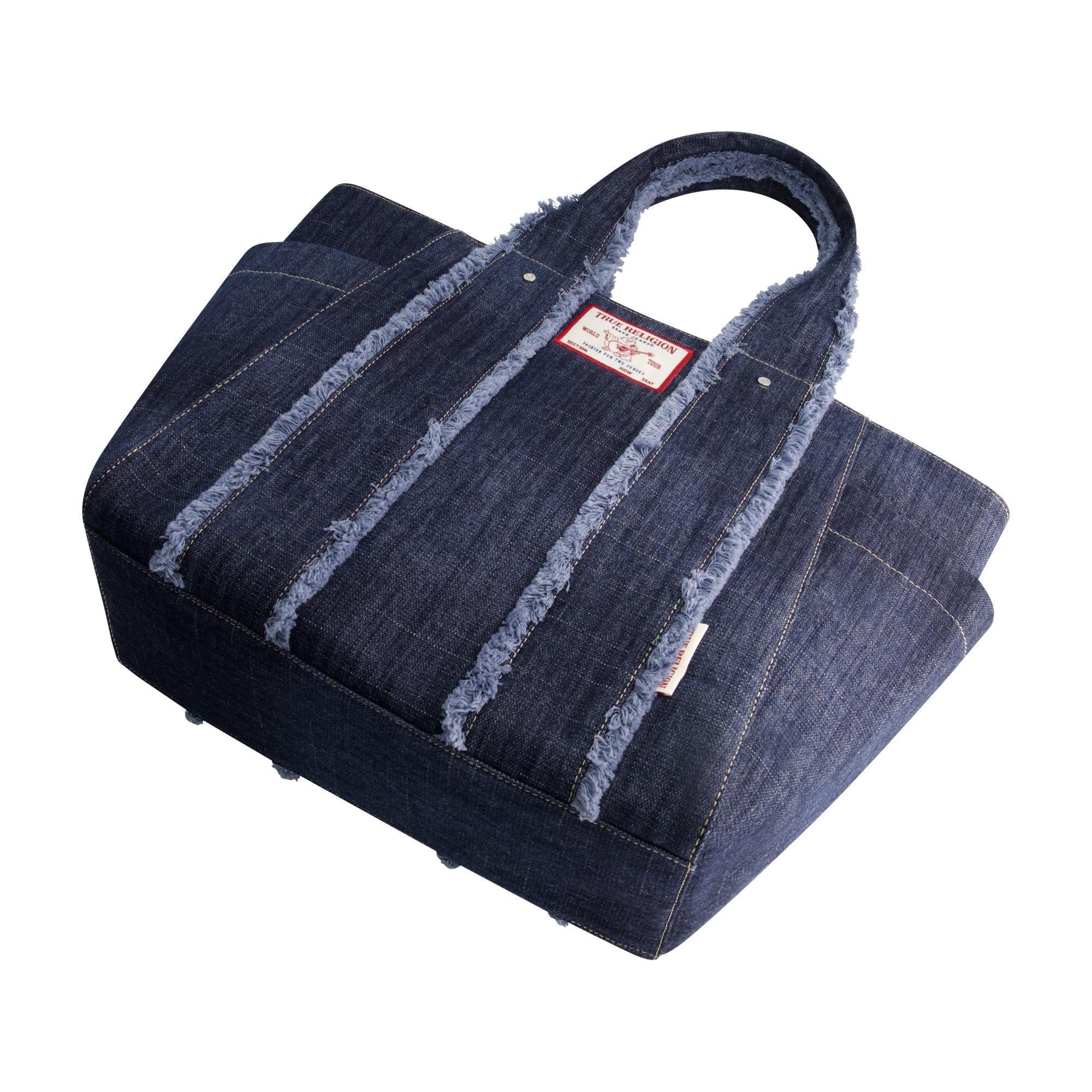 True Religion Frayed Handle Solid Denim Tote