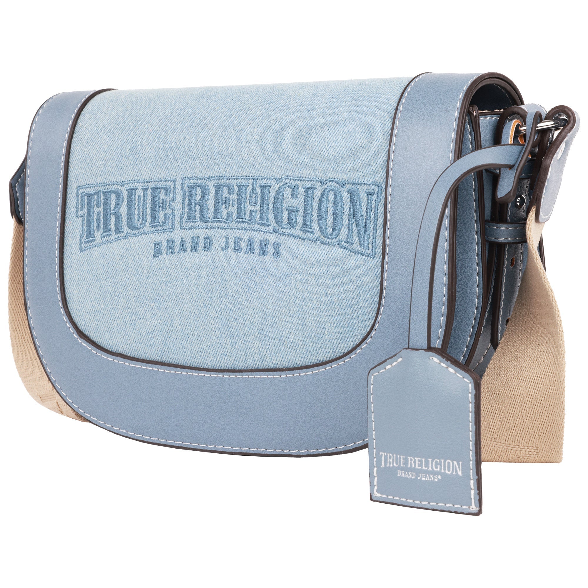 True Religion Dark Denim Logo Saddle Bag
